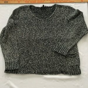 Eileen Fisher Black and White Crew Neck Sweater large L